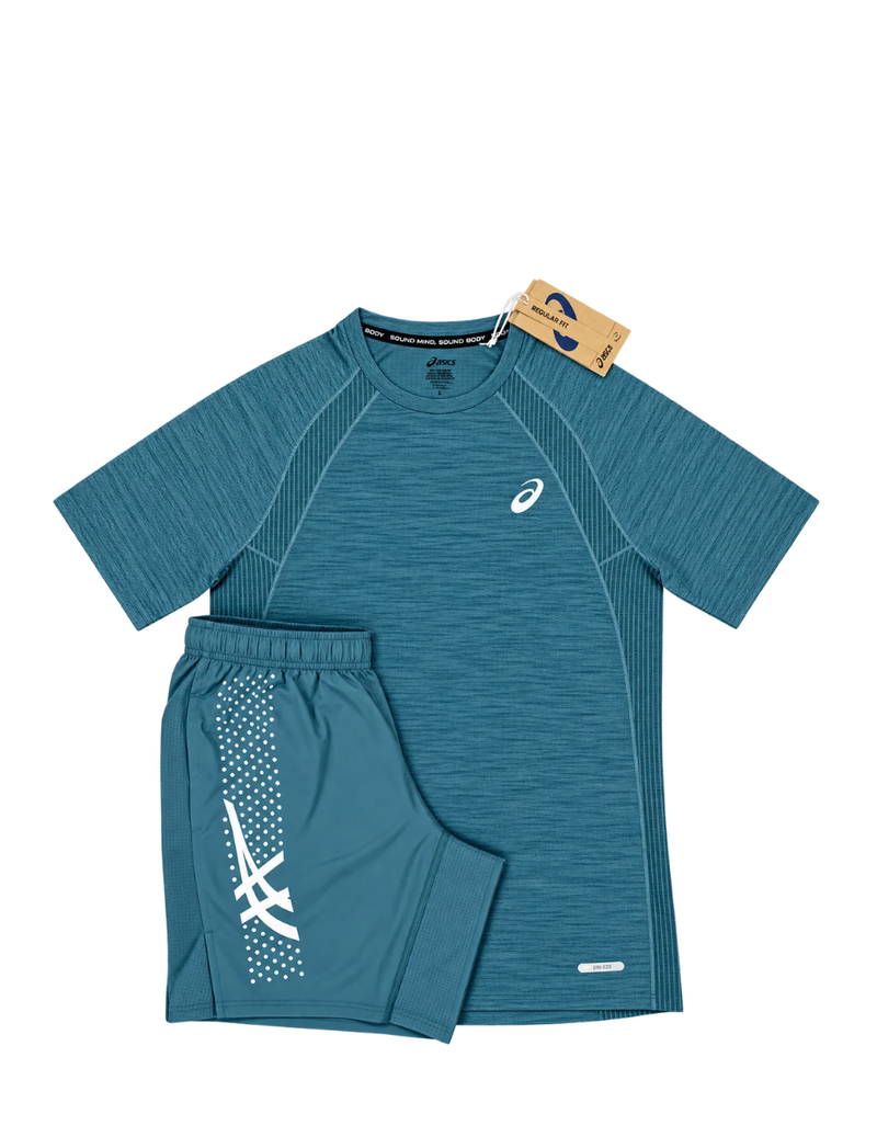 ASICS Road Core Top & Icon Shorts Set - Foggy Teal