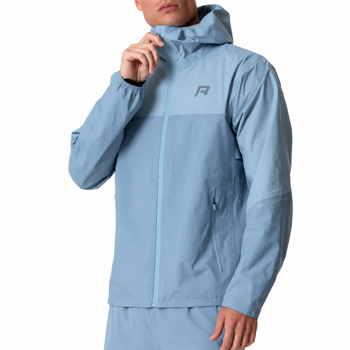 Reprimo Nova Jacket in Aqua and Dusk Blue on a white background