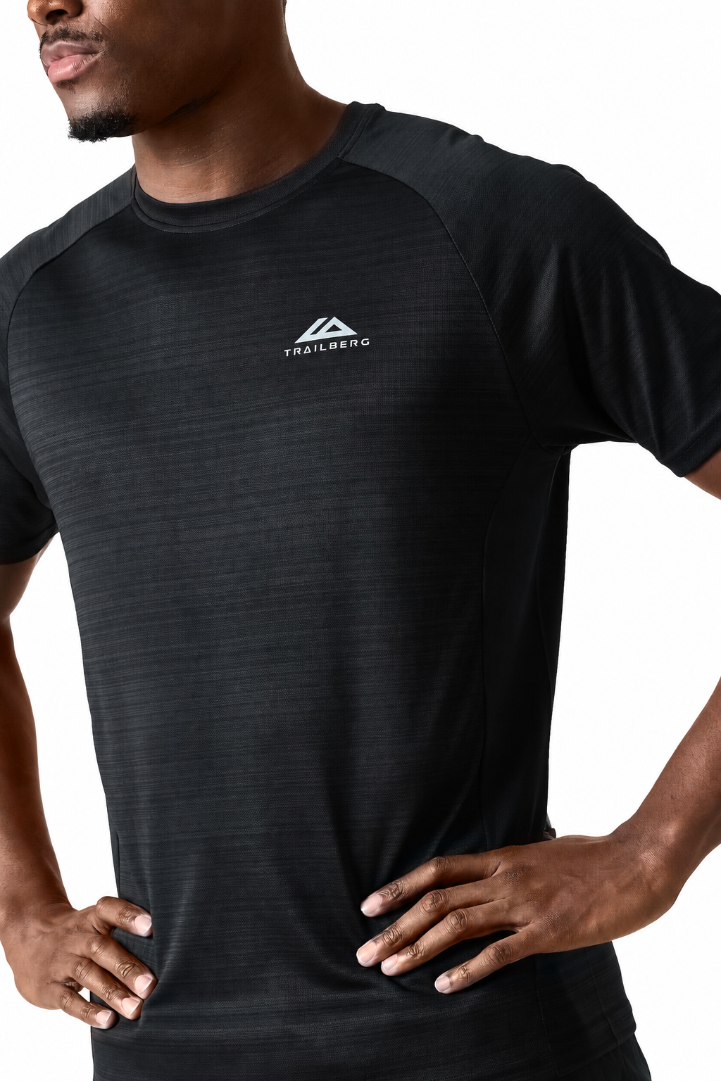 Trailberg Cloud Tee in Black and Volcano Grey on a white background